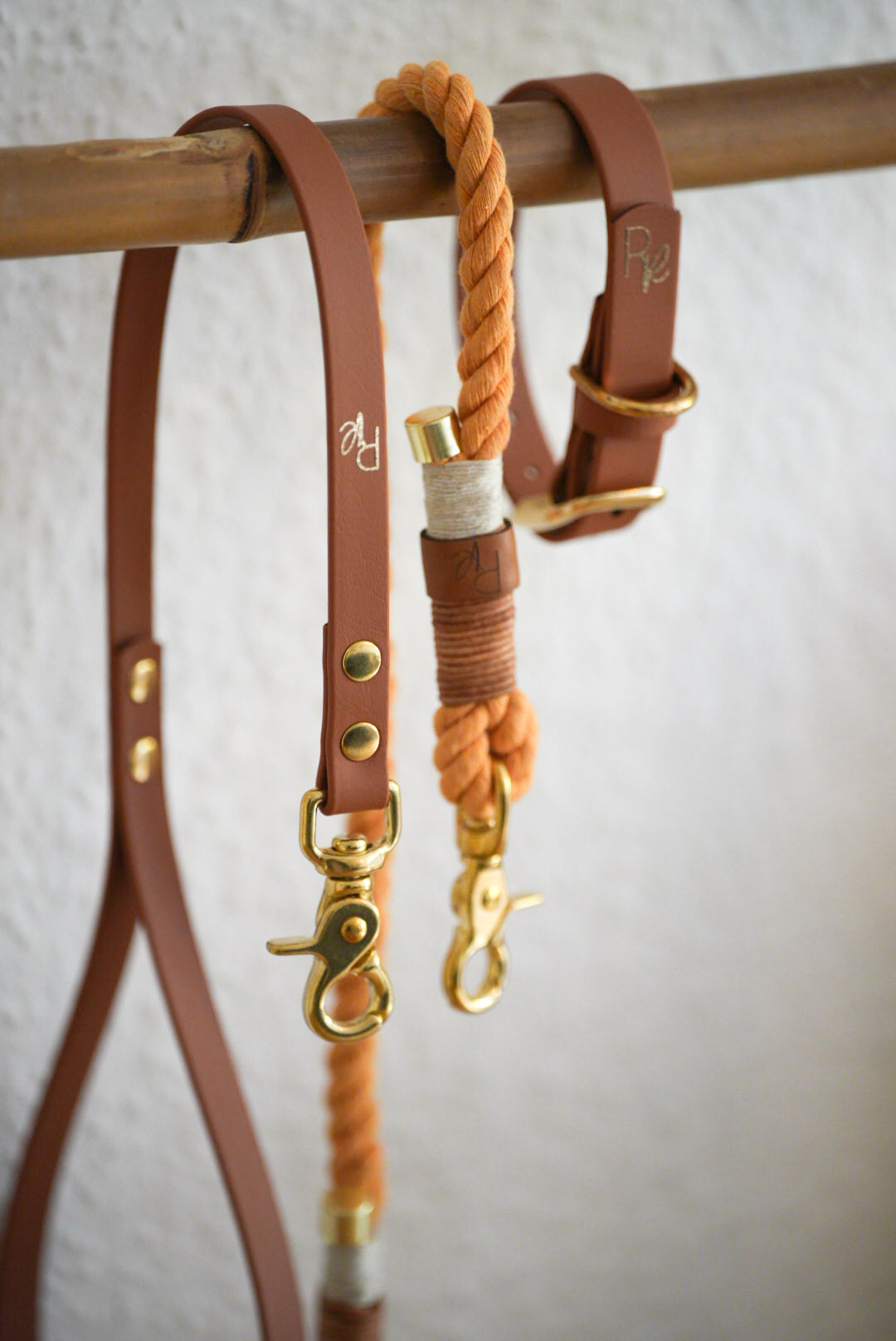Mix & Match Set | Handschlaufe + Halsband Biothane & Unterteil Baumwollseil | BOHO CHIC