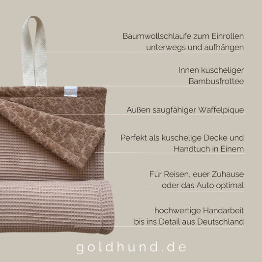 DRY | 2in1 Plaid | Decke + Pfotenhandtuch mocca mousse leo - RudisRudel