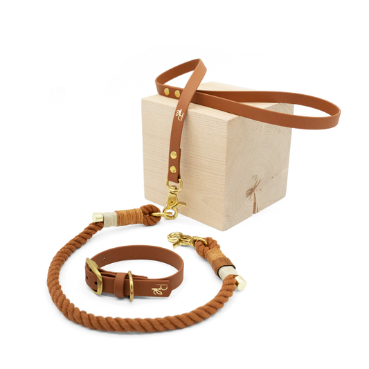 Mix & Match Set | Handschlaufe + Halsband Biothane & Unterteil Baumwollseil | BOHO CHIC