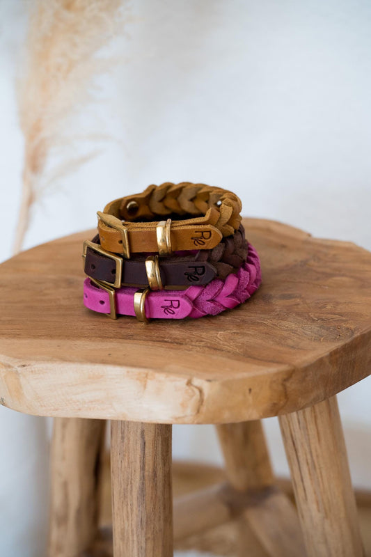 Geflochtenes Halsband aus Fettleder | COLOUR CLASH - RudisRudel