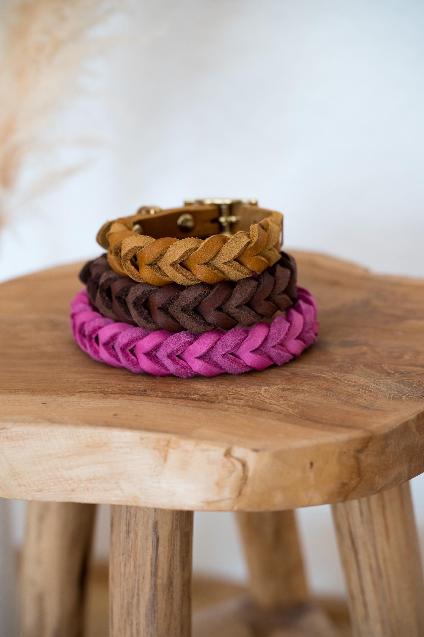 Geflochtenes Halsband aus Fettleder | COLOUR CLASH - RudisRudel