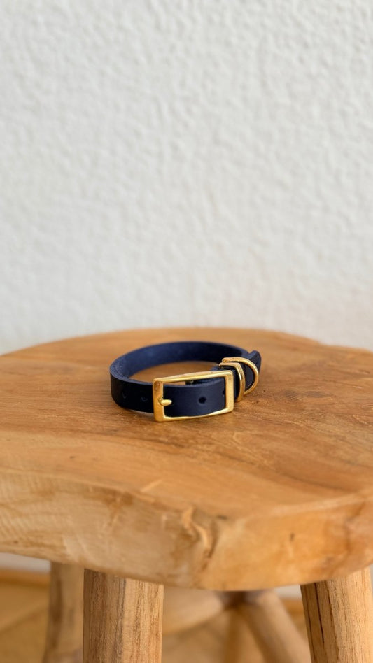 Halsband Fettleder 15mm DUNKELBLAU HU 26 - RudisRudel