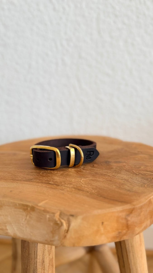 Halsband Fettleder 20mm DUNKELBRAUN HU 25 - RudisRudel