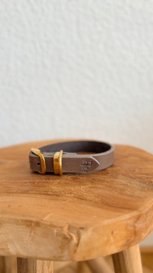 Halsband Fettleder 20mm TAUPE HU 28 - RudisRudel