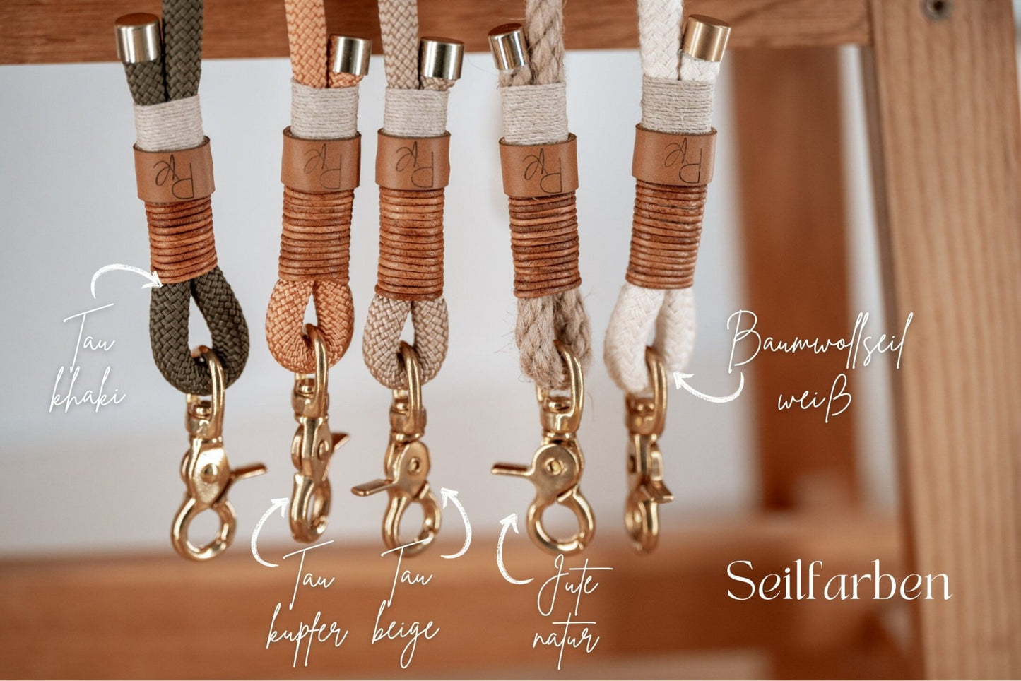 Mix & Match Leine | Handschlaufe aus Tauseil & Unterteil aus Fettleder | BOHO CHIC - RudisRudel
