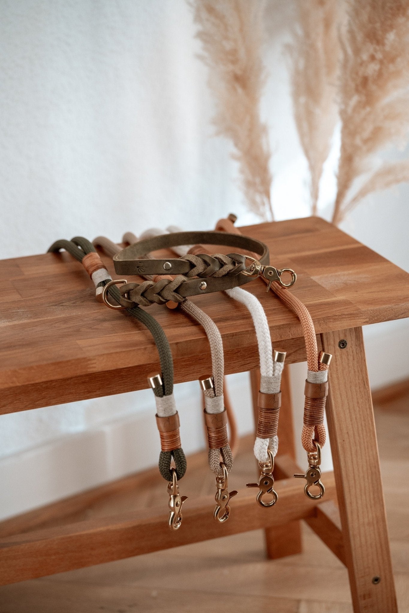 Mix & Match Leine | Handschlaufe aus Tauseil & Unterteil aus Fettleder | BOHO CHIC - RudisRudel