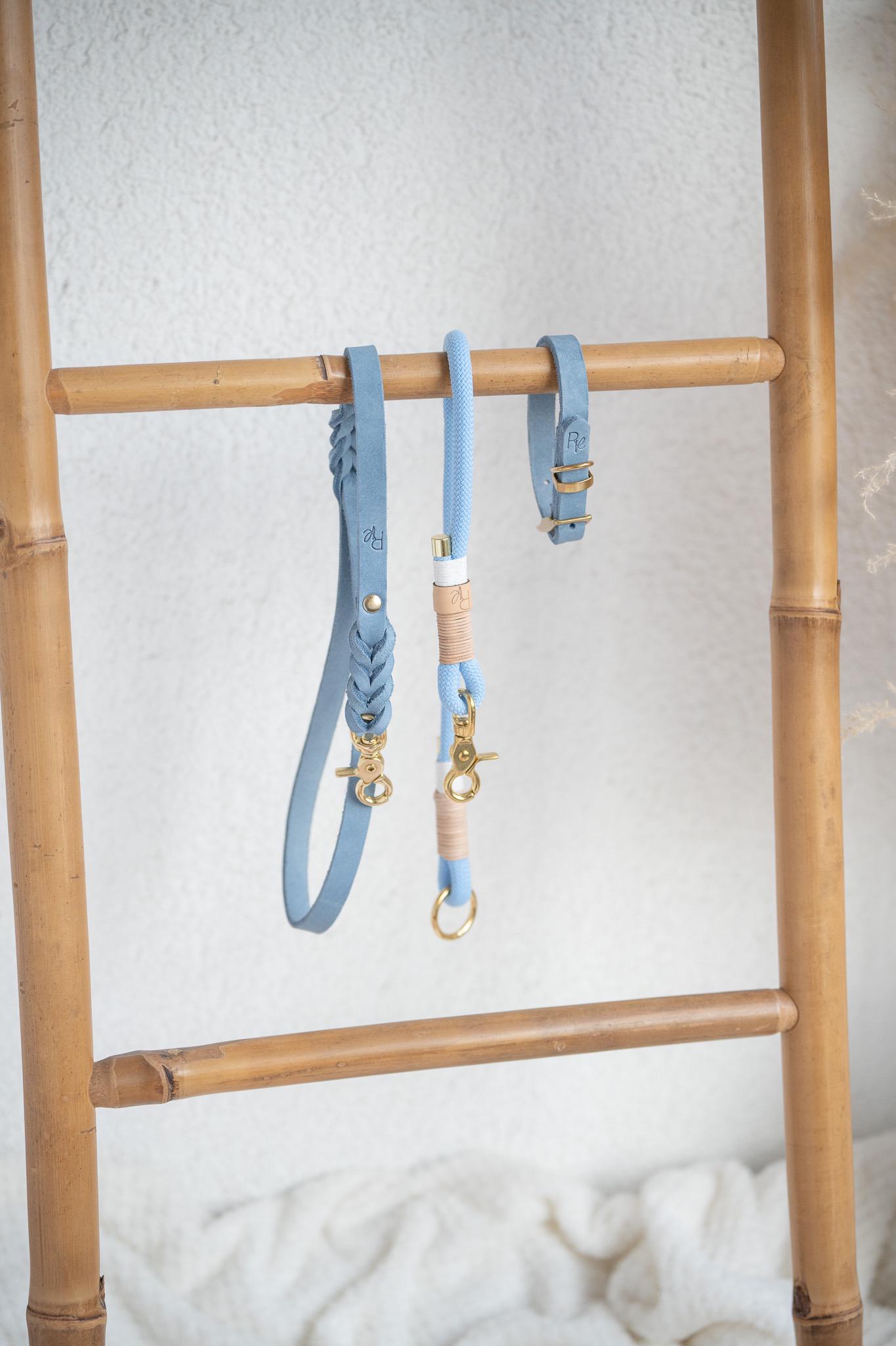 Mix & Match Set | Handschlaufe + Halsband Fettleder & Unterteil Baumwollseil | PASTEL DREAMS - RudisRudel
