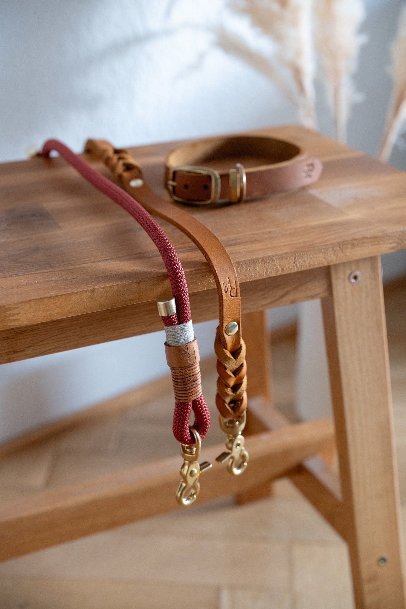 Mix & Match Set | Handschlaufe + Halsband Fettleder & Unterteil Tauseil | BOHO CHIC - RudisRudel