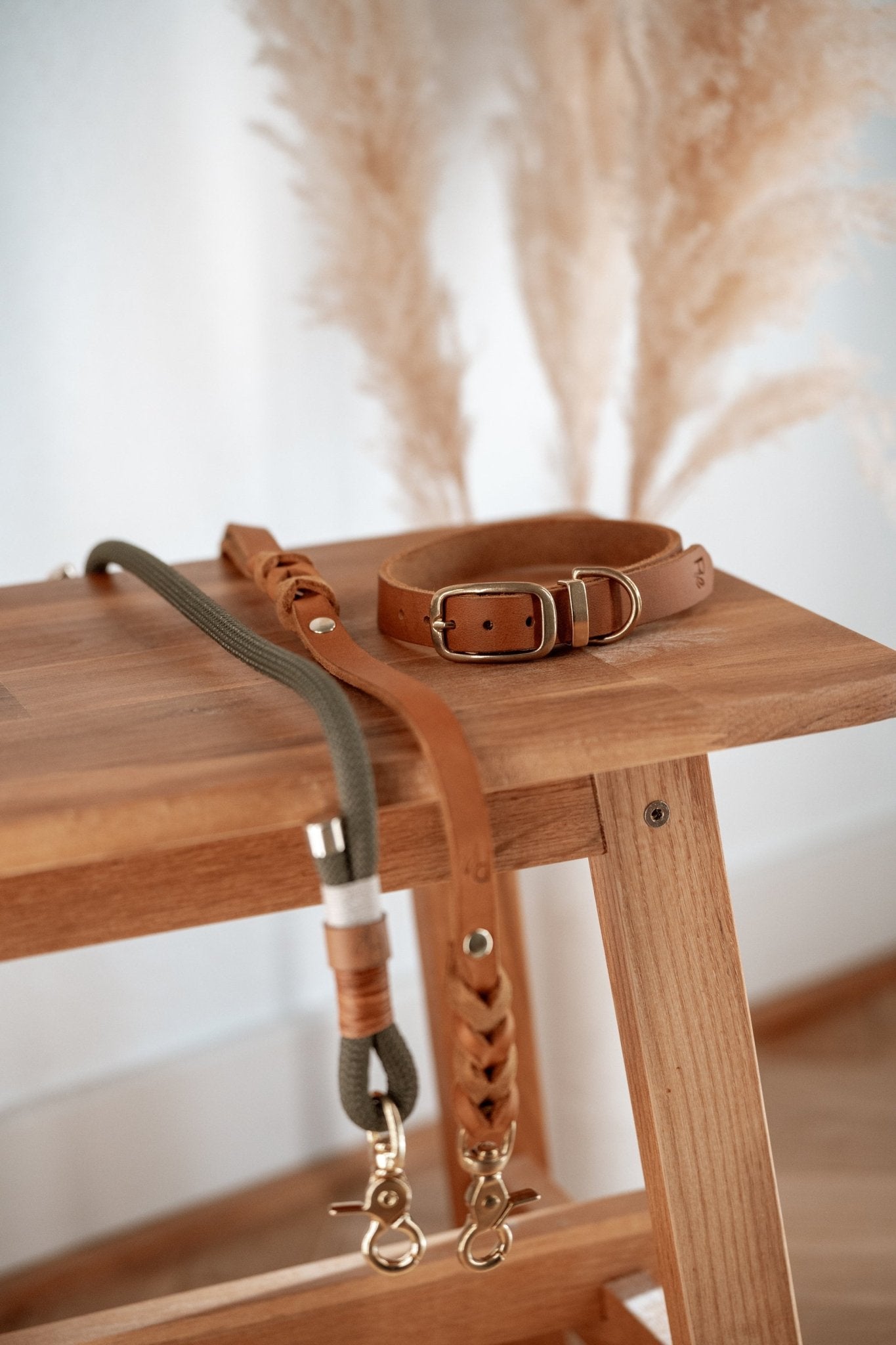 Mix & Match Set | Handschlaufe + Halsband Fettleder & Unterteil Tauseil | BOHO CHIC - RudisRudel