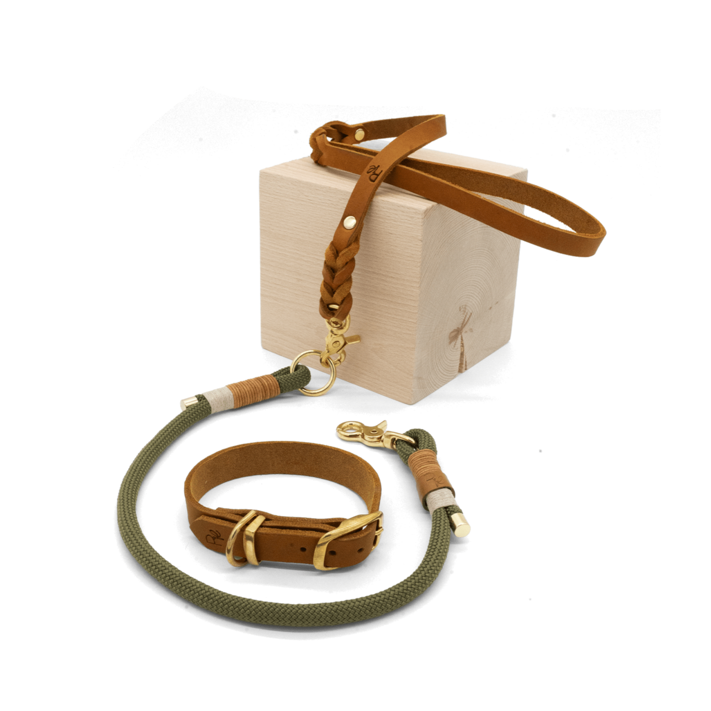 Mix & Match Set | Handschlaufe + Halsband Fettleder & Unterteil Tauseil | BOHO CHIC - RudisRudel