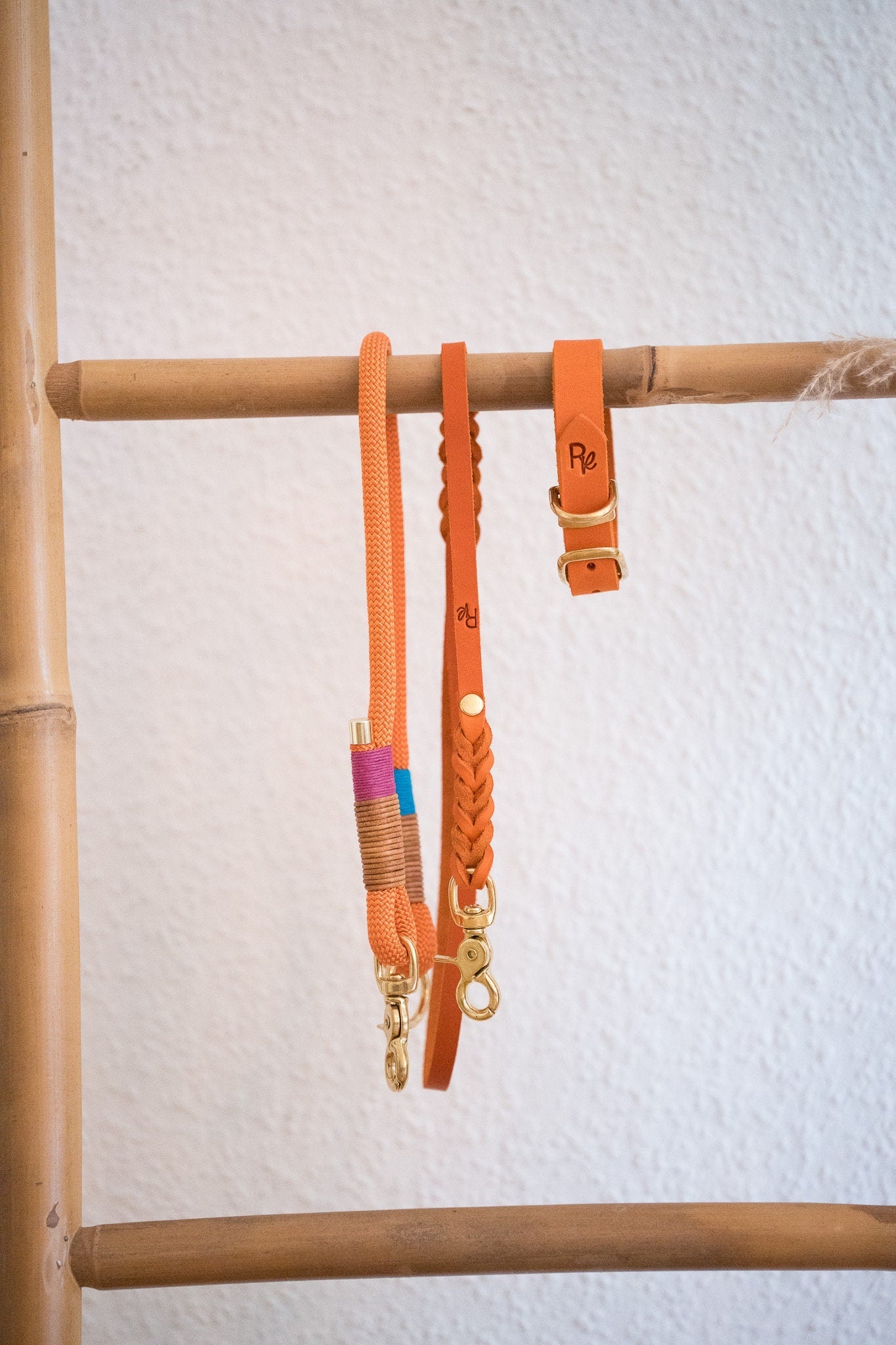 Mix & Match Set | Handschlaufe + Halsband Fettleder & Unterteil Tauseil | COLOUR CLASH - RudisRudel