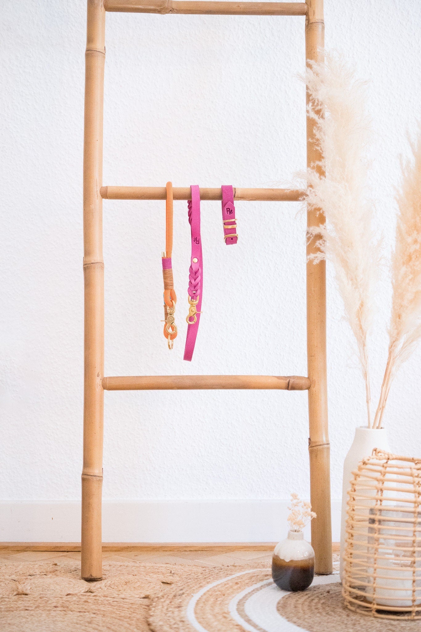 Mix & Match Set | Handschlaufe + Halsband Fettleder & Unterteil Tauseil | COLOUR CLASH - RudisRudel