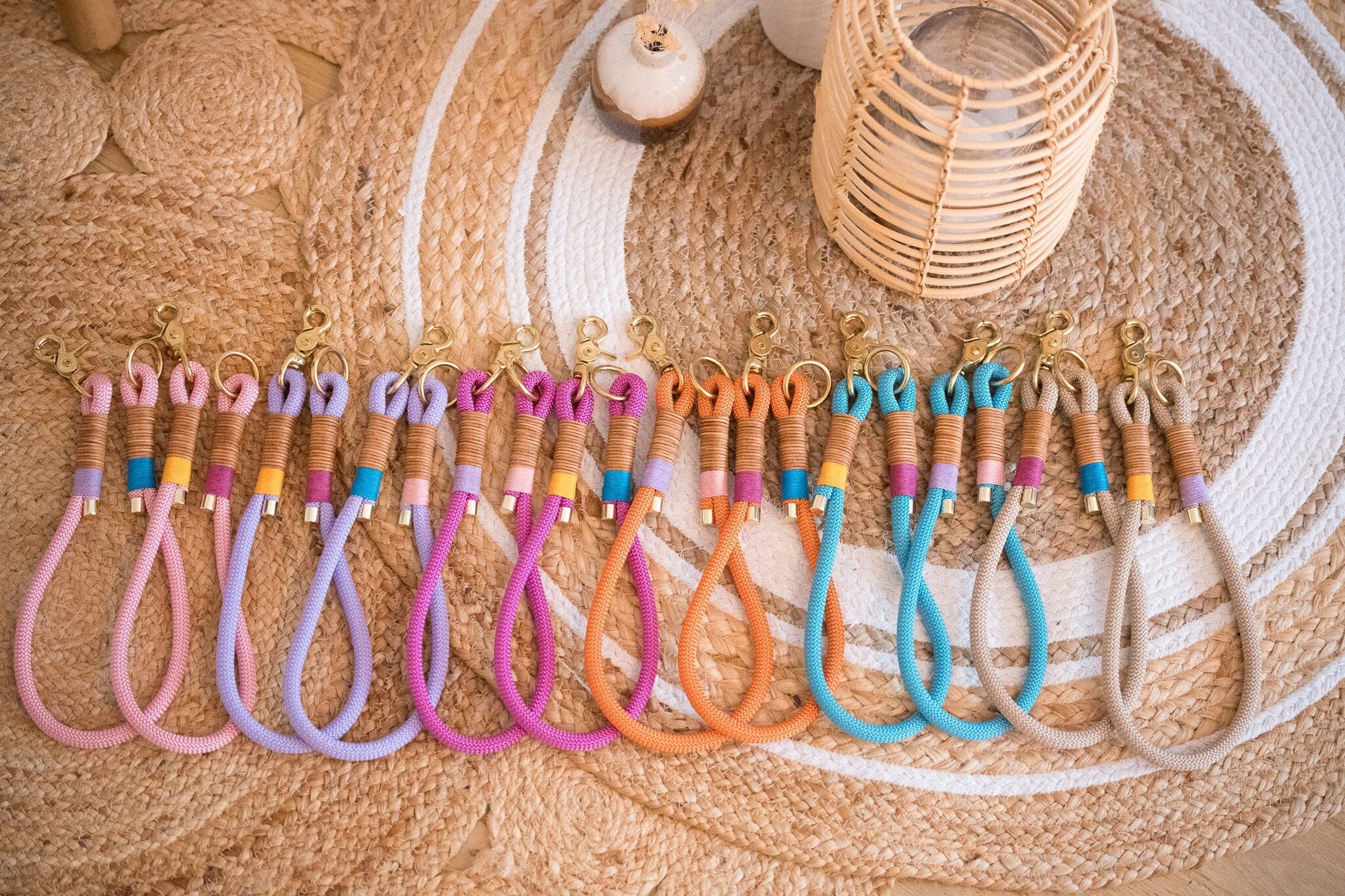 Mix & Match Set | Handschlaufe + Halsband Fettleder & Unterteil Tauseil | COLOUR CLASH - RudisRudel