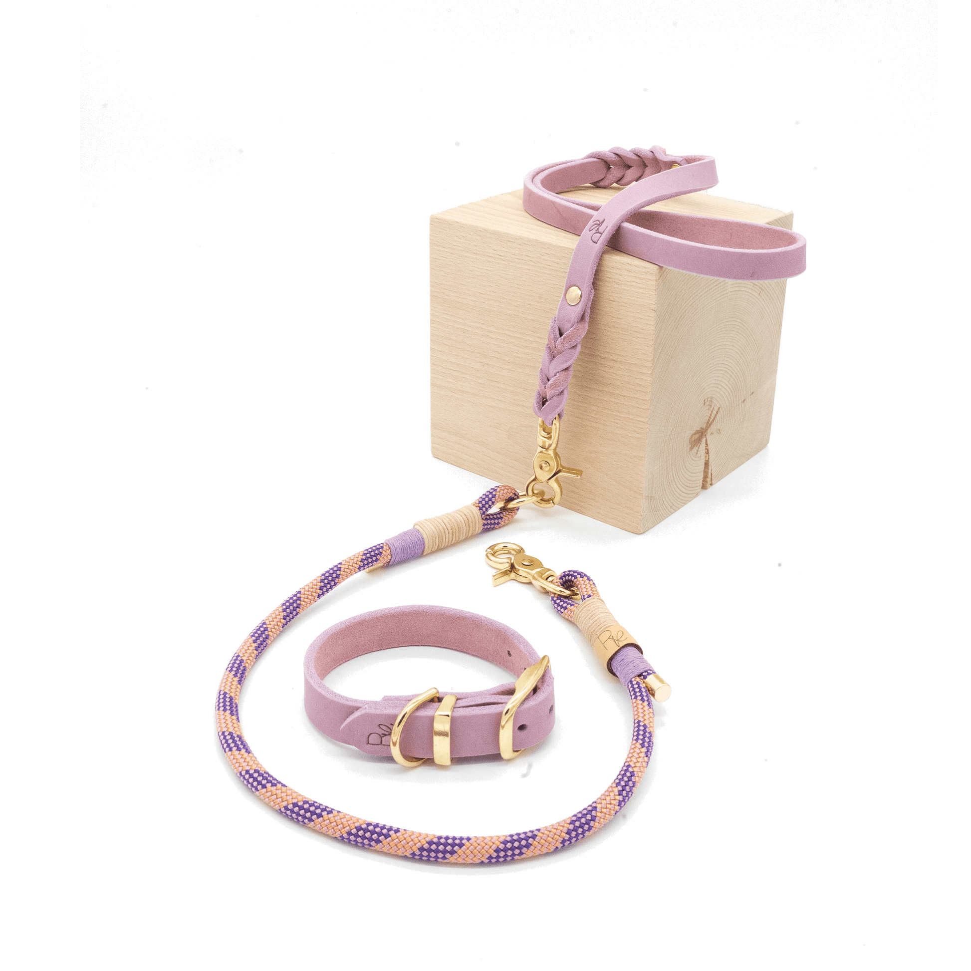 Mix & Match Set | Handschlaufe + Halsband Fettleder & Unterteil Tauseil | PASTEL DREAMS - RudisRudel