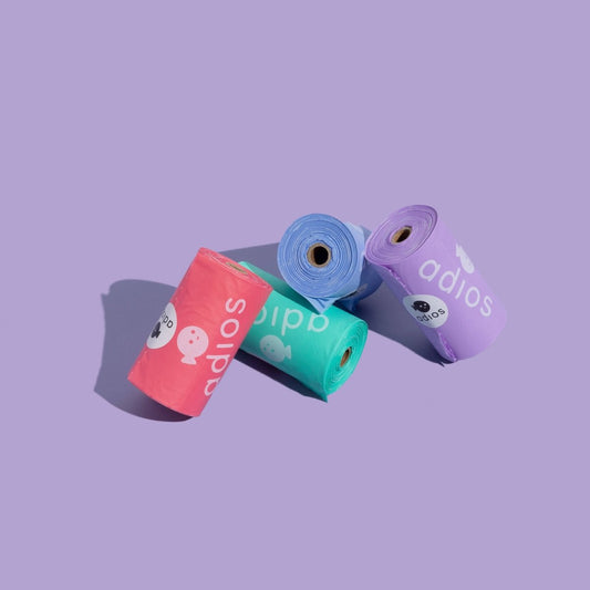 POOP BAGS | Kompostierbare Hundekotbeutel - 8 Rollen, Pastellfarben - RudisRudel