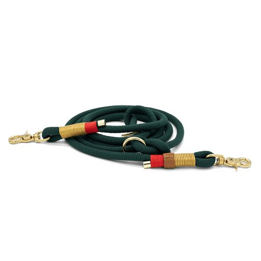 2 - fach - verstellbare Umhängeleine aus Tauseil | CHRISTMAS EDITION GREEN - RudisRudel