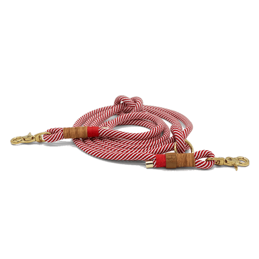 2 - fach - verstellbare Umhängeleine aus Tauseil | CHRISTMAS EDITION RED - RudisRudel