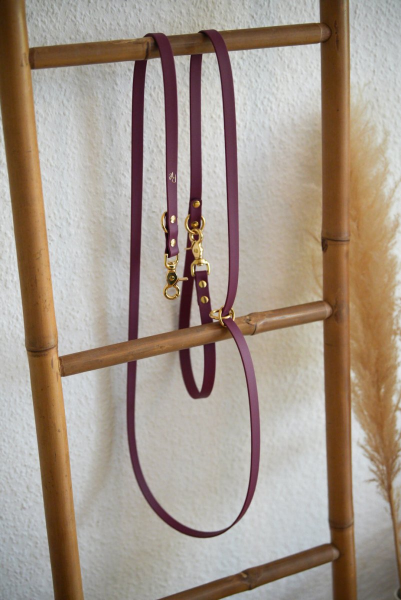 3 - fach - verstellbare Umhängeleine aus Biothane 19mm | SONDERFARBE & - BREITE BRAUN - RudisRudel