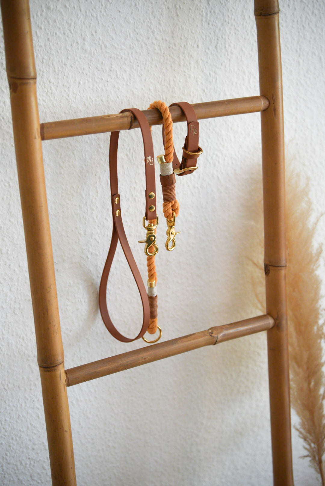 Mix & Match Set | Handschlaufe + Halsband Biothane & Unterteil Baumwollseil | BOHO CHIC