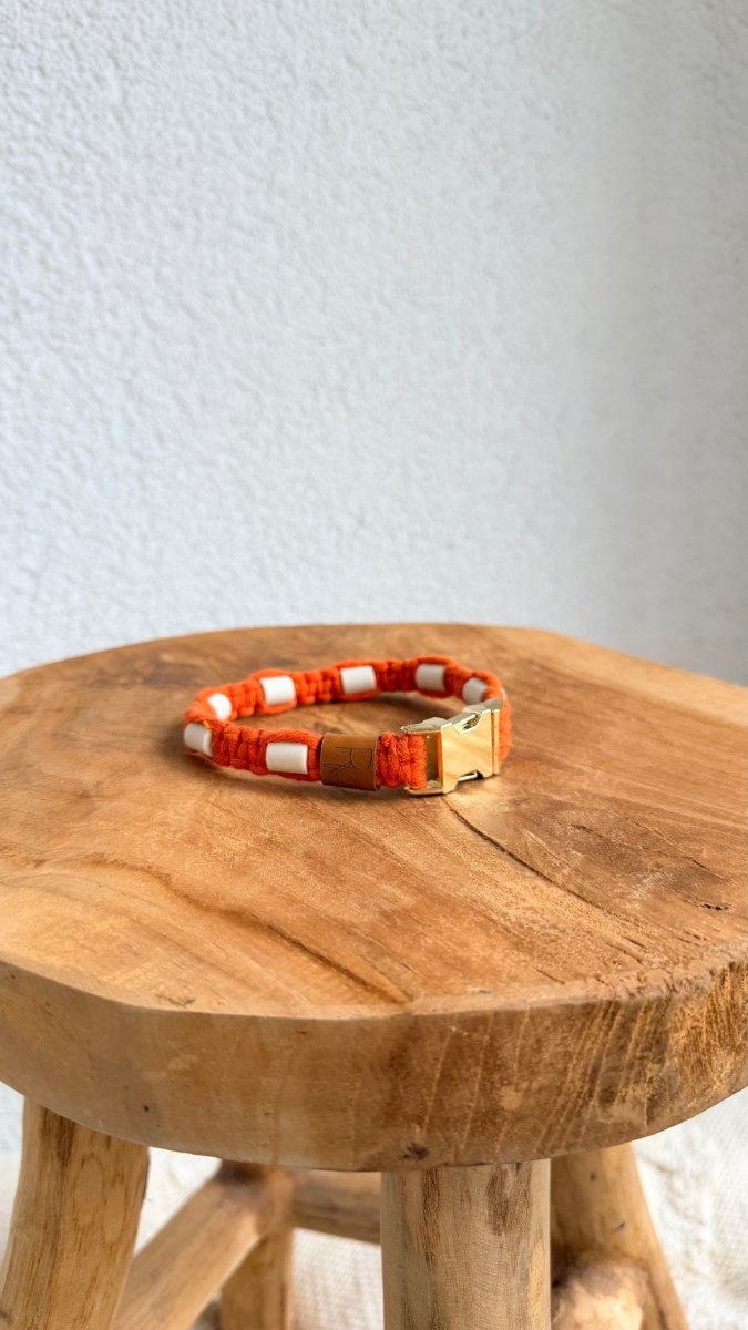 Em - Keramik - Halsband Makramee 15mm ORANGE HU 25 - RudisRudel