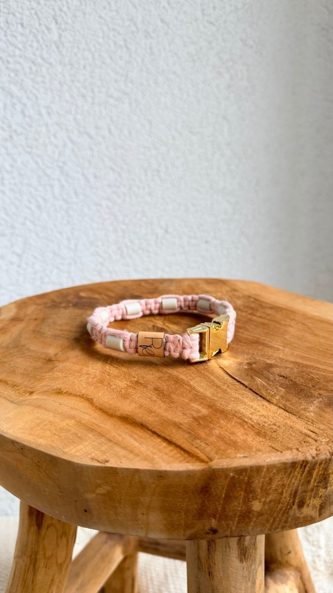 Em - Keramik - Halsband Makramee 15mm PASTELLROSA HU 25 - RudisRudel