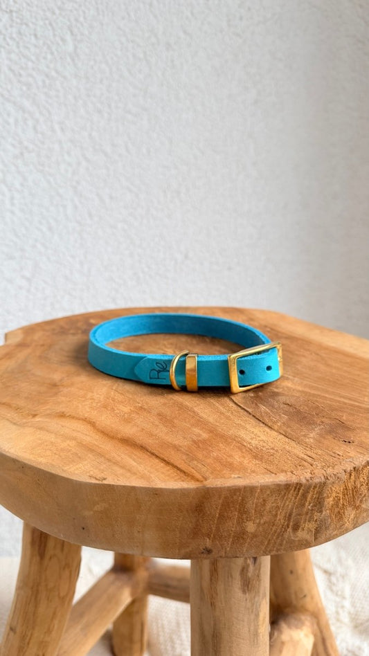 Halsband Fettleder 15mm CARIBBEAN BLUE HU 35 - RudisRudel