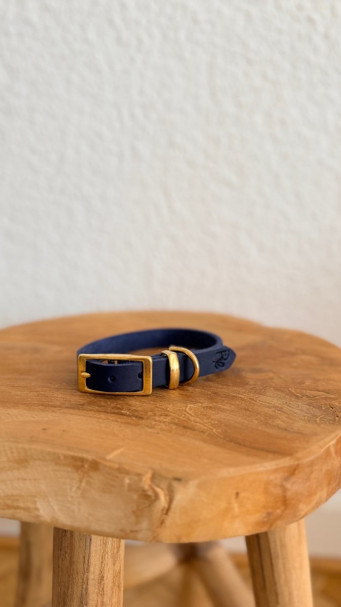 Halsband Fettleder 15mm DUNKELBLAU HU 26 - RudisRudel