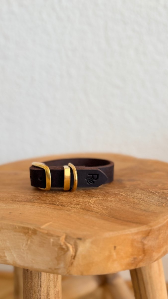 Halsband Fettleder 20mm DUNKELBRAUN HU 25 - RudisRudel