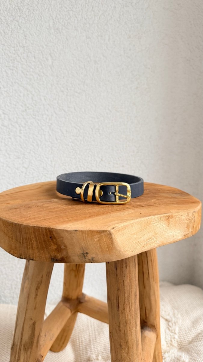 Halsband Fettleder 20mm GRAU HU NOCH BESTIMMBAR - RudisRudel