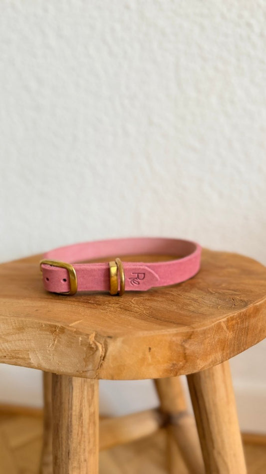 Halsband Fettleder 20mm ROSA HU 45 - RudisRudel