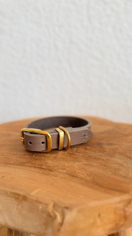 Halsband Fettleder 20mm TAUPE HU 28 - RudisRudel
