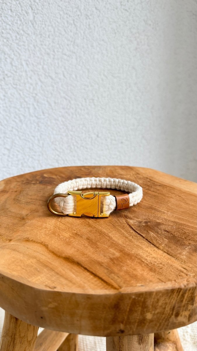 Halsband Makramee 15mm WEIß GOLD HU 24 - RudisRudel
