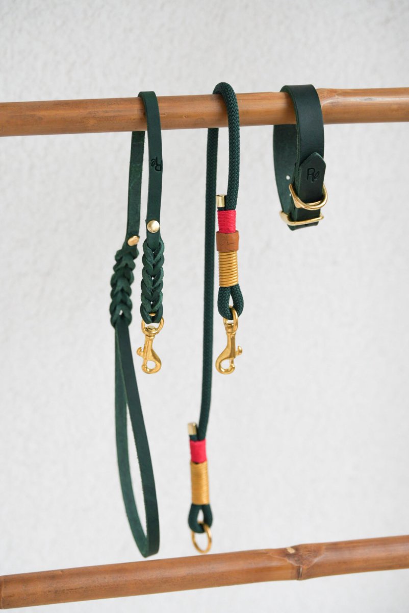 Handschlaufe/Kurzführer aus Fettleder | CHRISTMAS EDITION GREEN - RudisRudel