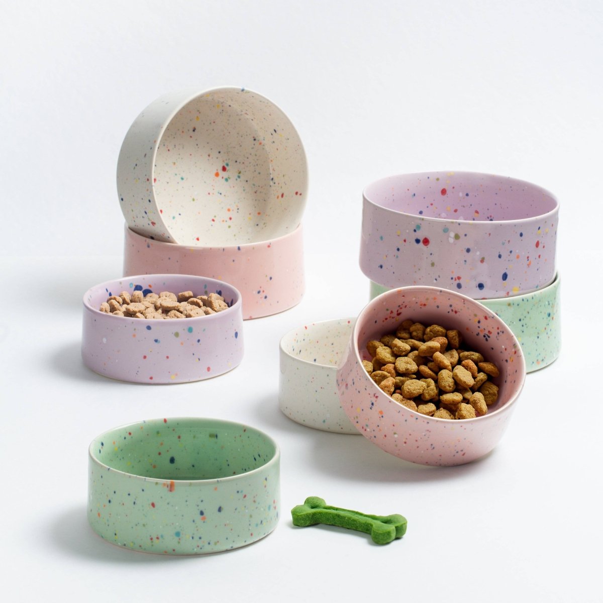 KONFETTI | Dog Bowl Set, 2 Stück, weiß - RudisRudel