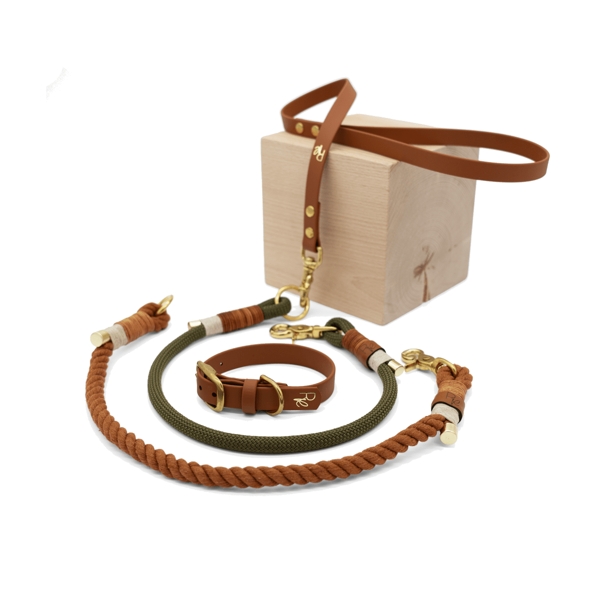 Mix & Match Bundle | 3 - teilige Leine + Biothanehalsband | BOHO CHIC - RudisRudel