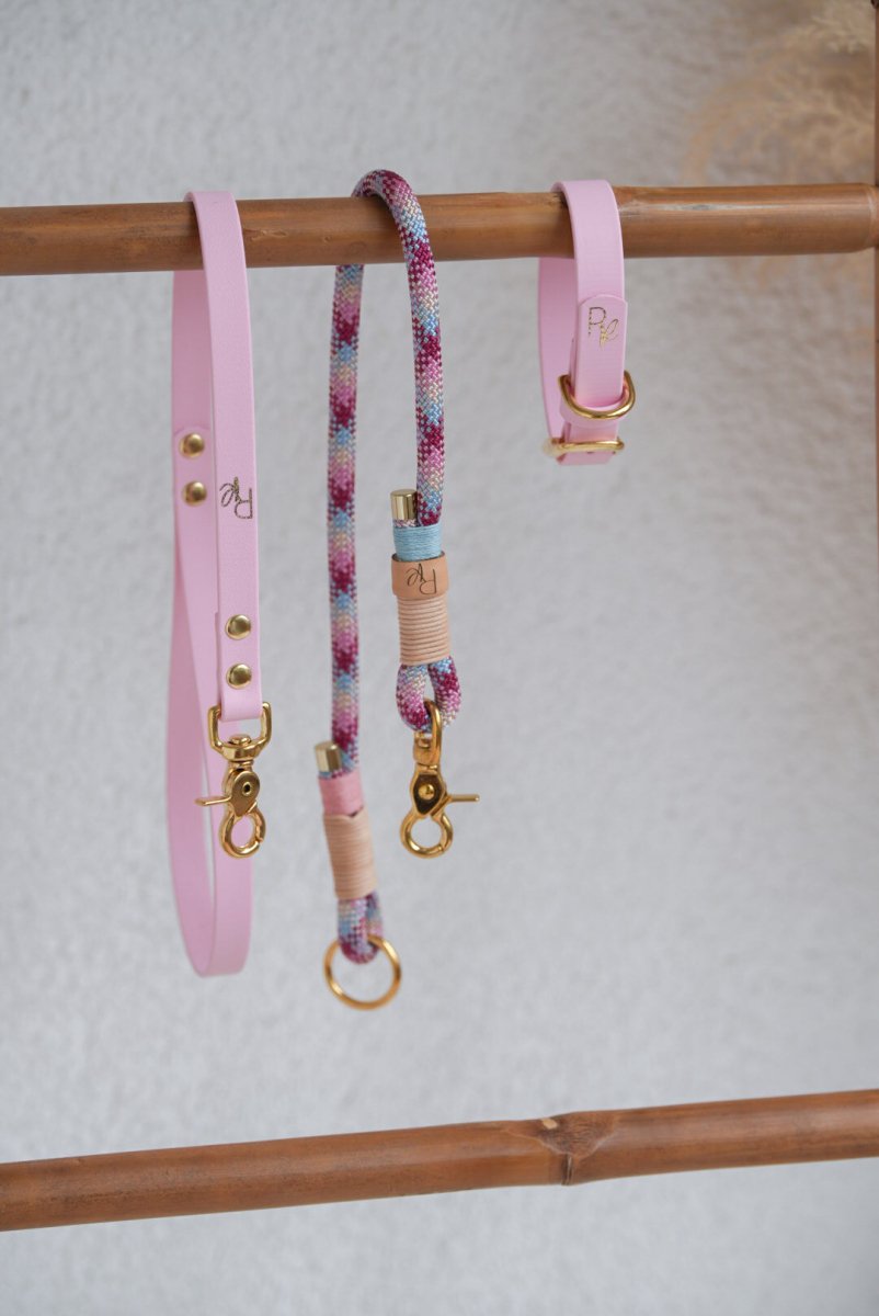 Mix & Match Bundle | 3 - teilige Leine + Biothanehalsband | PASTEL DREAMS - RudisRudel