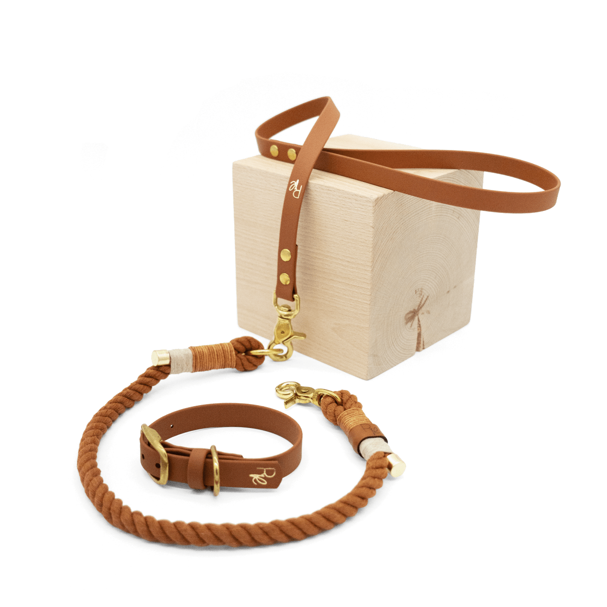 Mix & Match Set | Handschlaufe + Halsband Biothane & Unterteil Baumwollseil | BOHO CHIC - RudisRudel