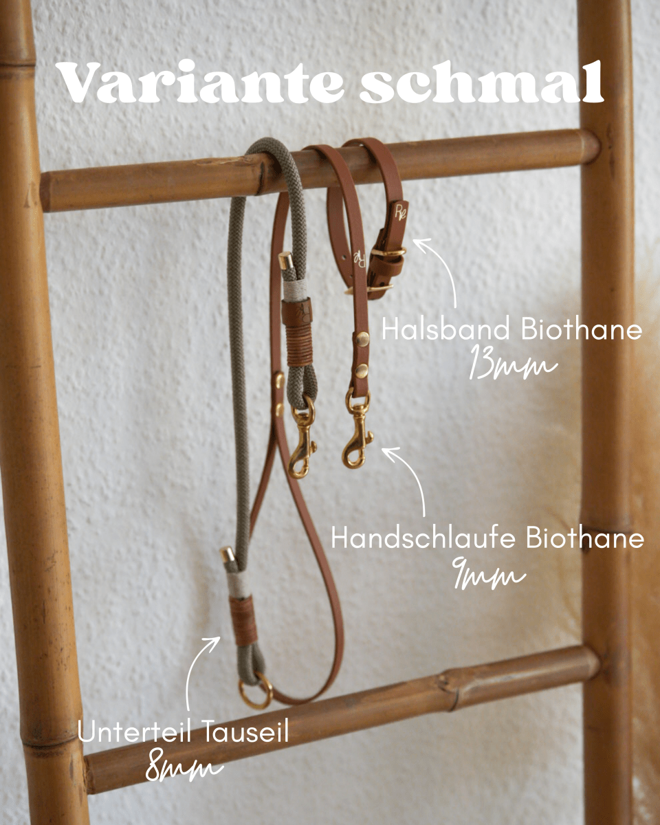 Mix & Match Set | Handschlaufe + Halsband Biothane & Unterteil Tauseil | SONDERFARBE BRAUN - RudisRudel