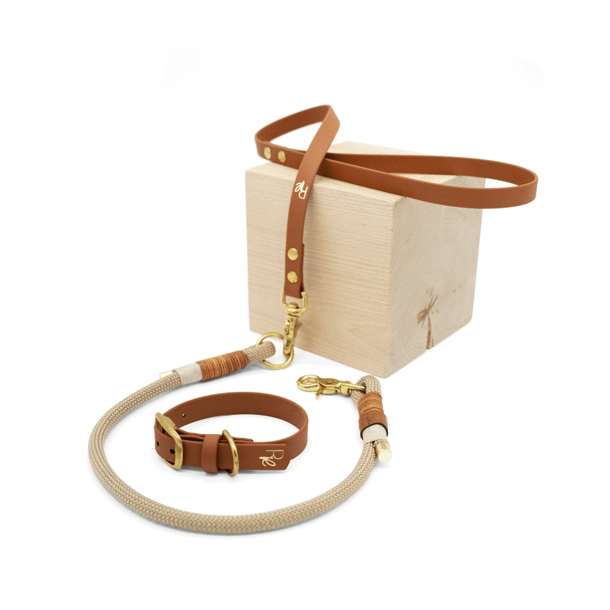 Mix & Match Set | Handschlaufe + Halsband Biothane & Unterteil Tauseil | SONDERFARBE BRAUN - RudisRudel