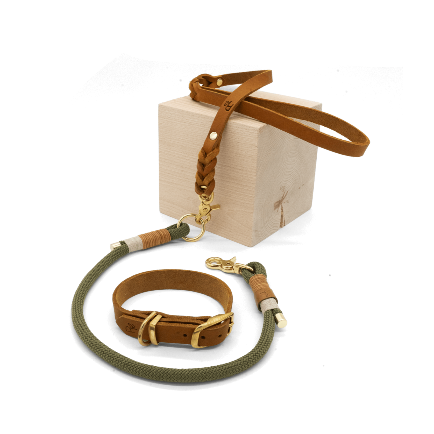 Mix & Match Set | Handschlaufe + Halsband Fettleder & Unterteil Tauseil | BOHO CHIC - RudisRudel