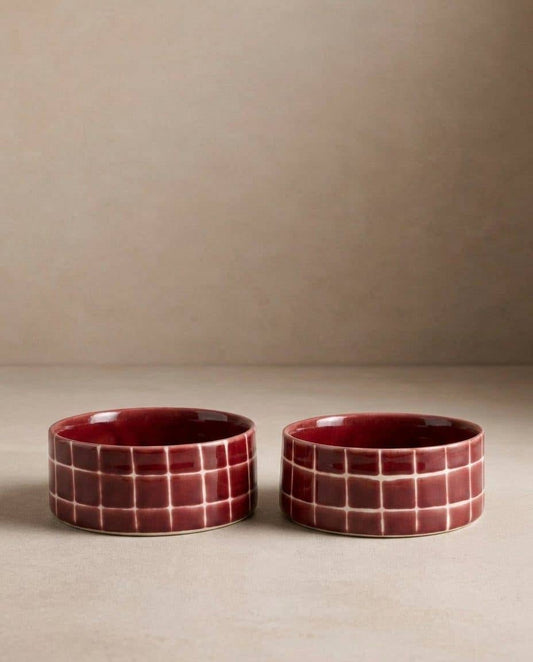 POOL | Dog Bowl Set, 2 Stück, burgundy, 14cm - RudisRudel