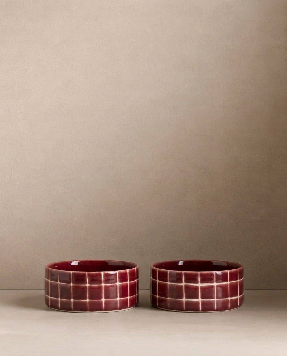 POOL | Dog Bowl Set, 2 Stück, burgundy, 14cm - RudisRudel