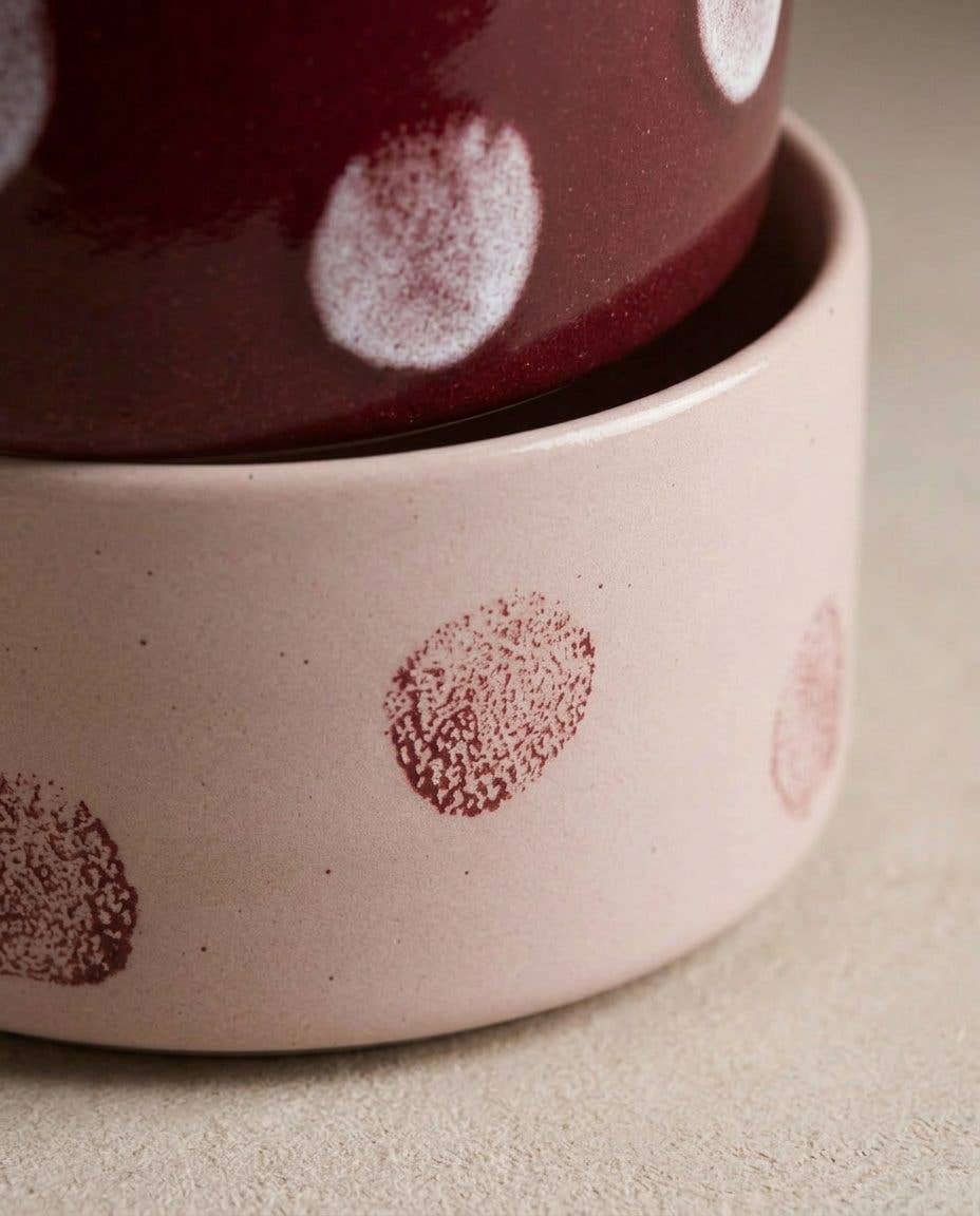 POP DOTS | Dog Bowl Set, 2 Stück, rosa, 14cm - RudisRudel