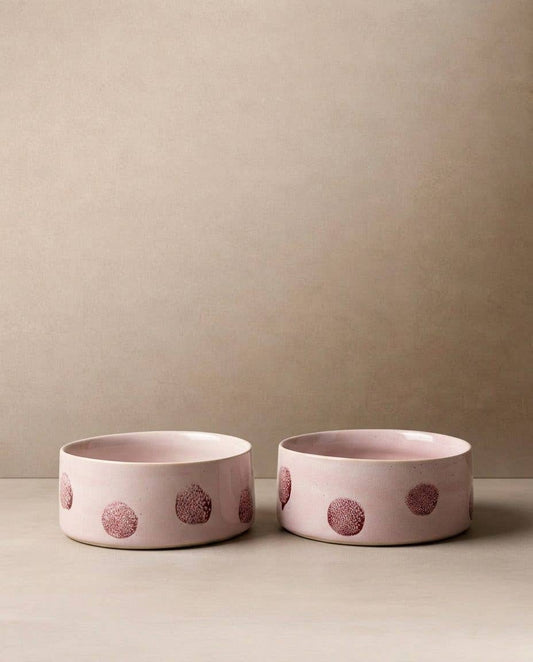 POP DOTS | Dog Bowl Set, 2 Stück, rosa, 14cm - RudisRudel