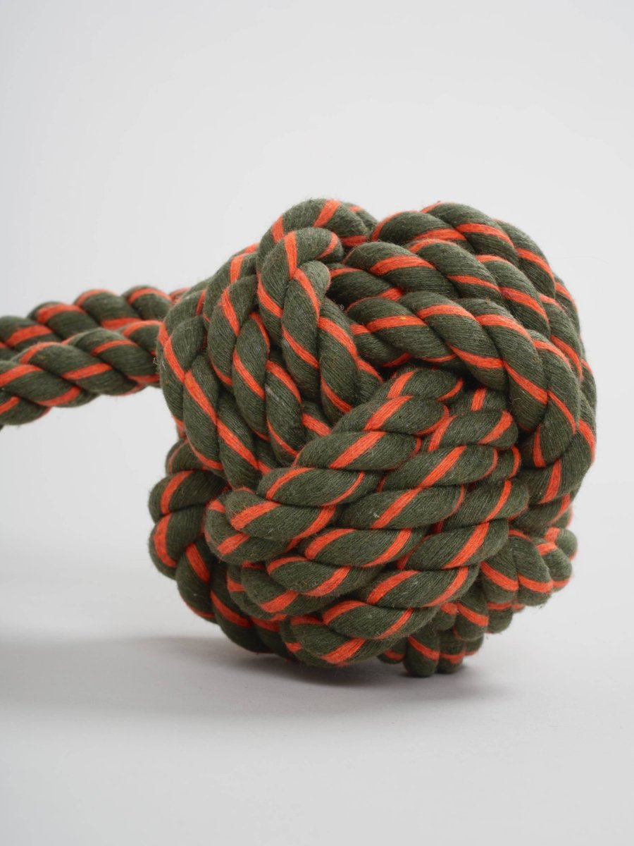 ROPE TOY | Zergelspielzeug, oliv & orange - RudisRudel