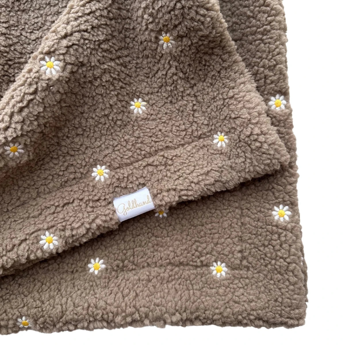 TEDDY | Kuscheldecke taupe mit Gänseblümchen - RudisRudel