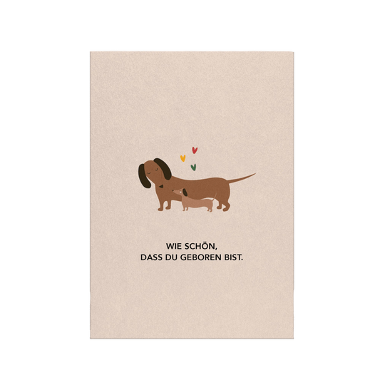 ZUR GEBURT | Dackel Postkarte - RudisRudel